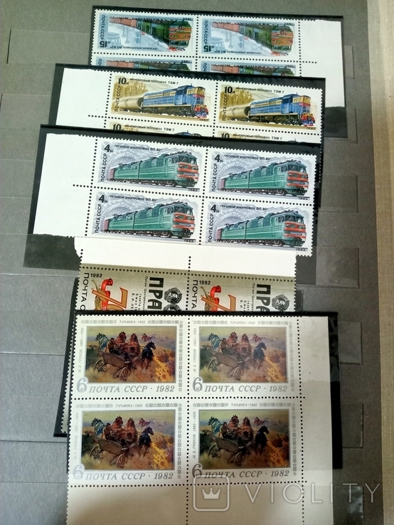 Альбом с марками разное 1982 квартблоки(93шт)/ единичные марки(96шт)/блоки(26шт), фото №9