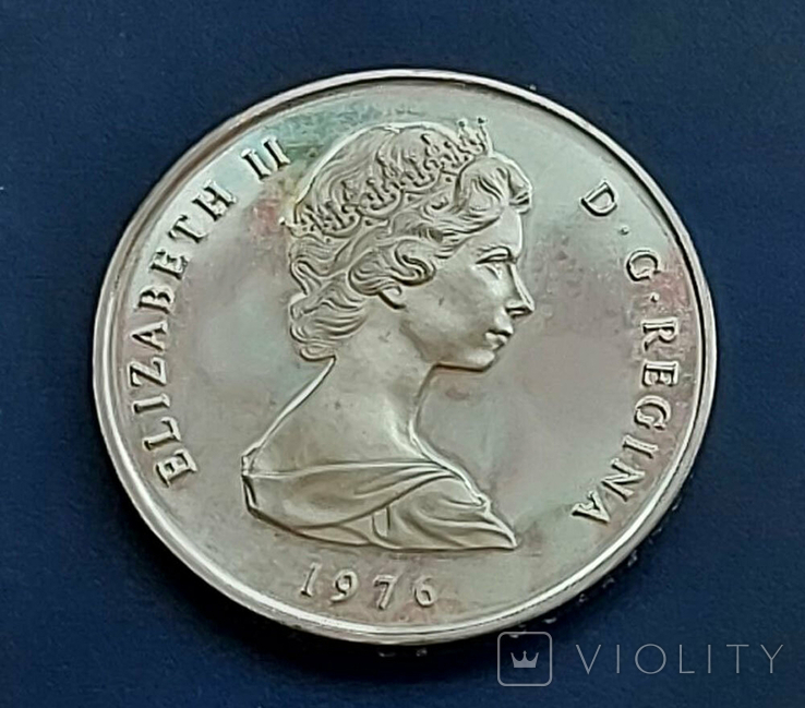 Серебряные 5 крон 1976 г, (0.500, 24.65г); Острова Теркс и Кайкос, Кактус, фото №3