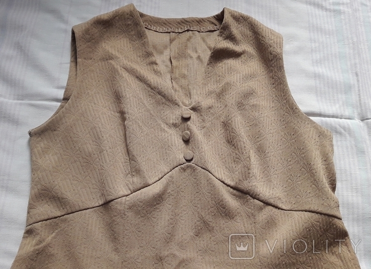 Винтажное платье индпошив мода 70-е, кремплен, фото №3
