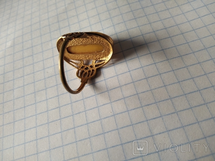 Кольцо позолота, янтарь 17 размер., photo number 8