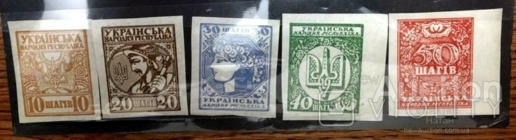 Набор марки шаги 1918 года УНР, беззубцовый вариант, фото №3