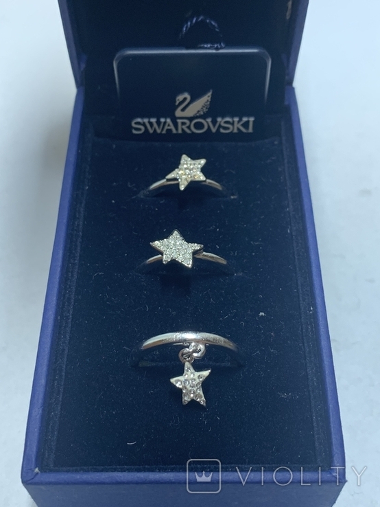 Кольца Swarovski Flicker stars, комплект 3 шт (размер 16,5), с фирменной коробкой, фото №2