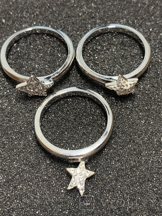 Кольца Swarovski Flicker stars, комплект 3 шт (размер 16,5), с фирменной коробкой, фото №3