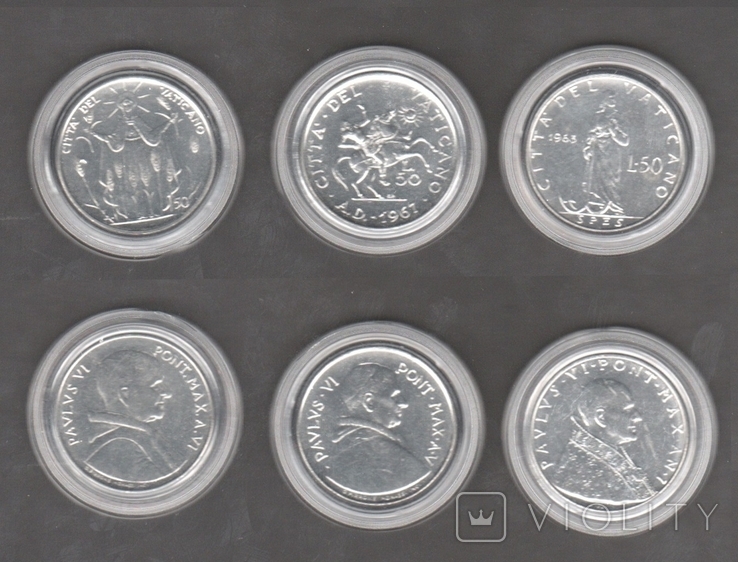 Vatican City - set of 3 coins 50 Lire 1963 - 1968 in capsules