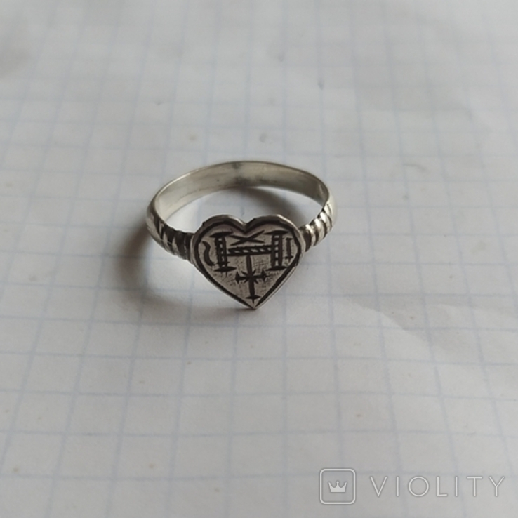 Средневековый перстень серебро копия