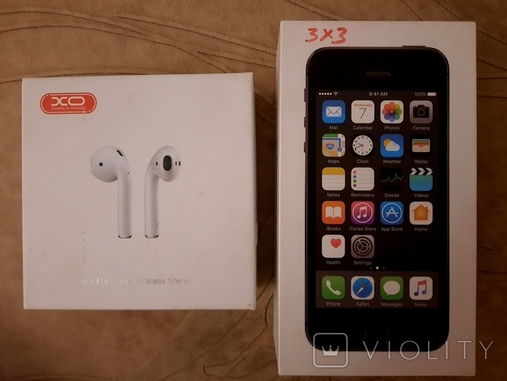 Boxes from iPhone 5s Space Gray 16GB, and from XO-F30 True Wireless Stereo, photo number 3