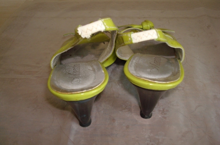 Красивые босоножки на удобном каблуке салатовые кожа 37, photo number 3