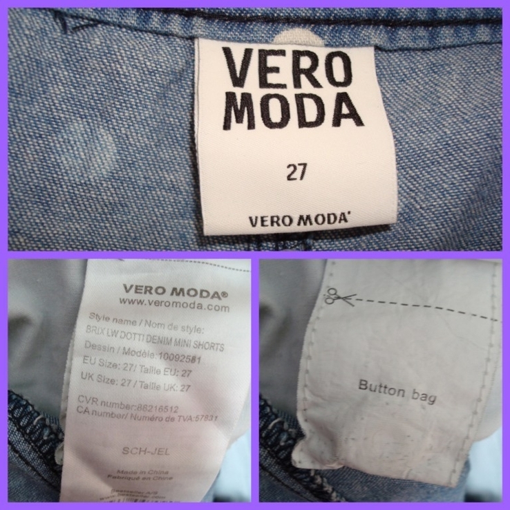 Vero Moda стильные женские короткие шорты легкий джинс в горох 27, фото №8