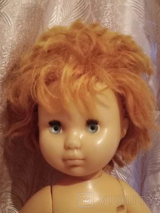 Большая кукла с рыжими волосами в вельветовом платье. СССР, фото №4