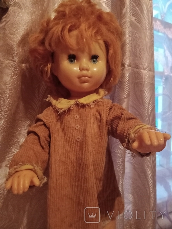 Большая кукла с рыжими волосами в вельветовом платье. СССР, фото №8