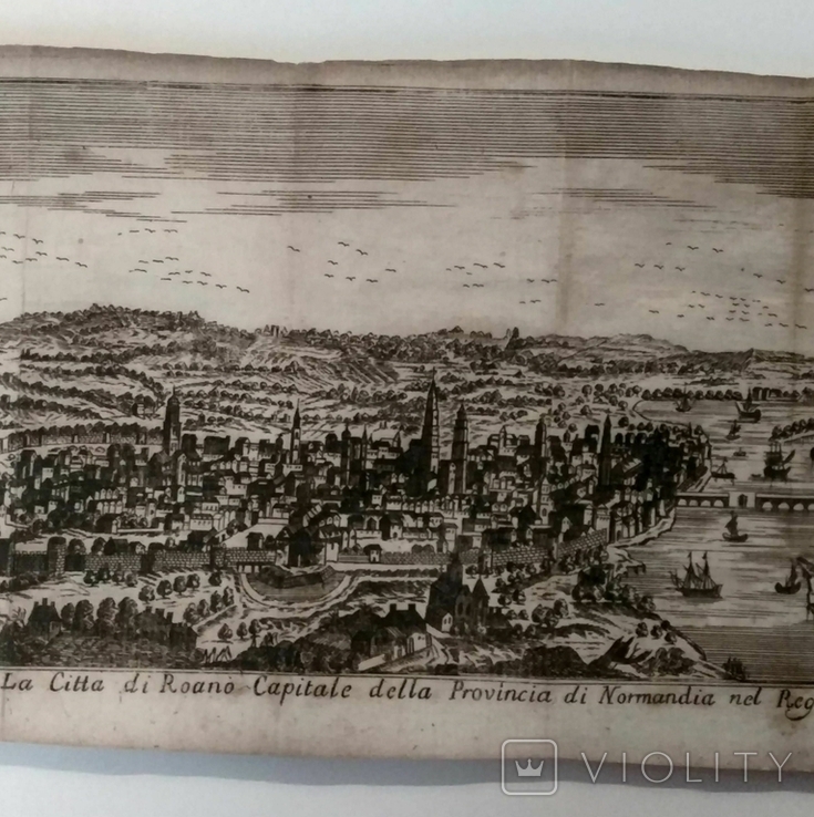 1758 Руан Нормандия Франция (карта план 36х18 Верже) СерияАнтик, фото №5