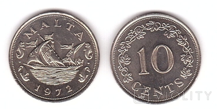 Malta Мальта - 10 Cents 1972