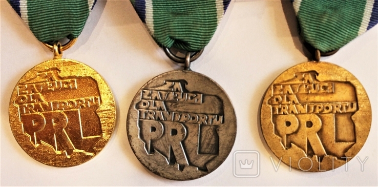 Комплект медалей " За заслуги на транспорте1.2.3ст.ПНР), фото №2
