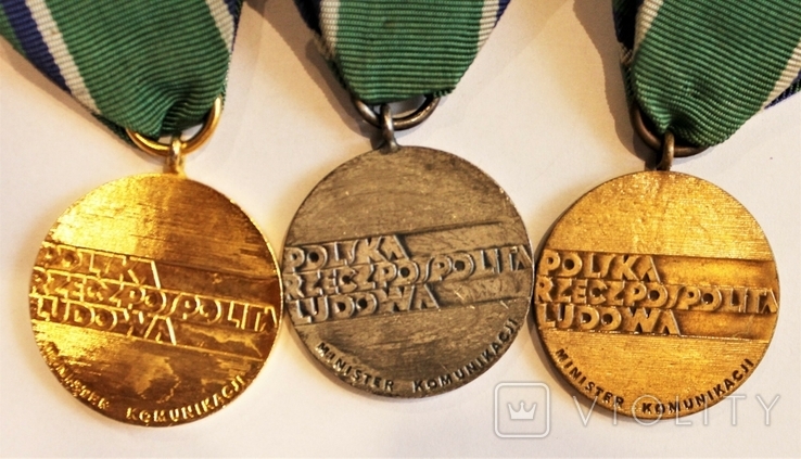 Комплект медалей " За заслуги на транспорте1.2.3ст.ПНР), фото №3