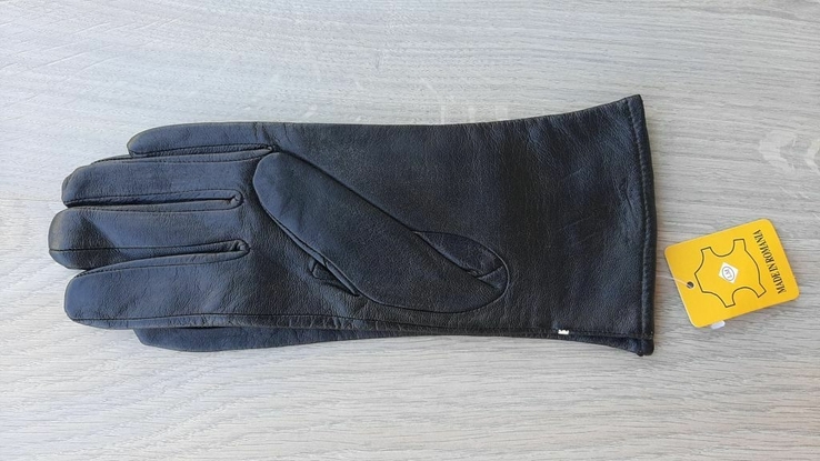Женские черные демисезонные кожаные перчатки Romania, фото №4