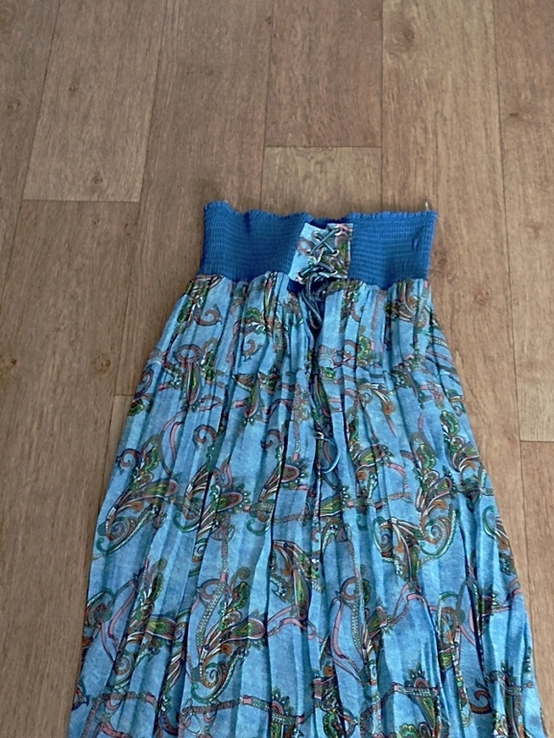 Красивая женская юбка длинная разноцветная верх шнуровка плиссе 48, photo number 3