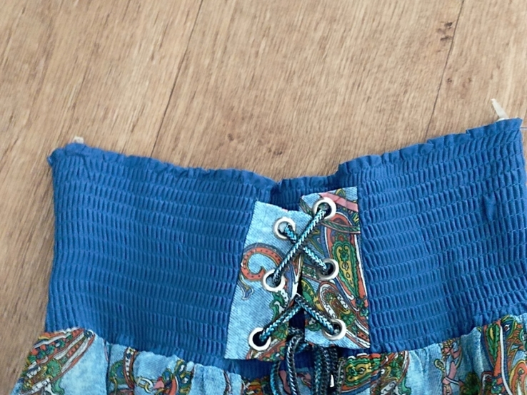 Красивая женская юбка длинная разноцветная верх шнуровка плиссе 48, фото №4