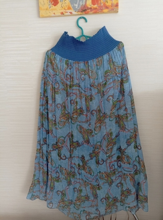 Красивая женская юбка длинная разноцветная верх шнуровка плиссе 48, фото №6