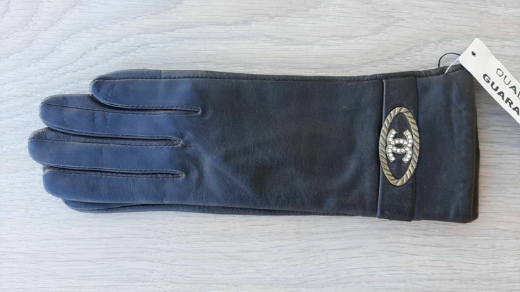 Женские черные кожаные демисезонные перчатки, фото №2
