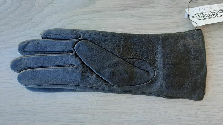 Женские черные кожаные демисезонные перчатки, фото №6