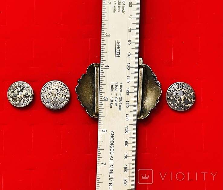 Buckle with buttons Caucasus silver 84 hallmark blackening, photo number 6