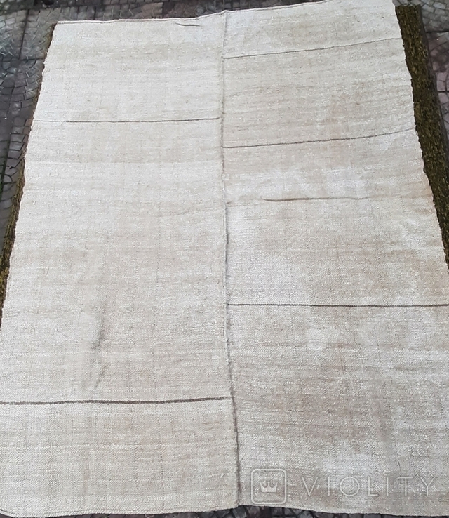 Sheet made of homespun hemp cloth 190x144 cm antique, photo number 3
