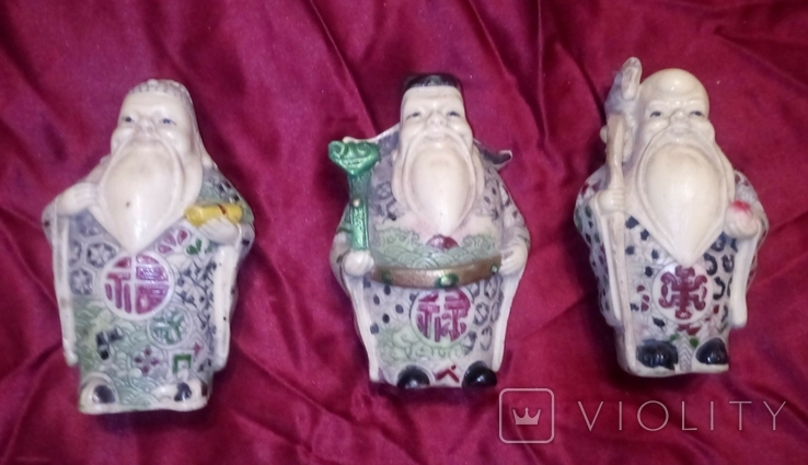 Статуэтки "Три китайских мудреца", качество, привезены изТаиланда, тяжёлые, высота 10 см, фото №2