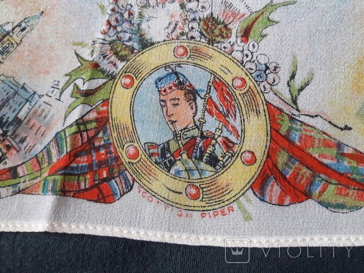 Винтаж Шёлковый карманный платок "Гордость Шотландии", шотландский виски, поэт, писатель, фото №7