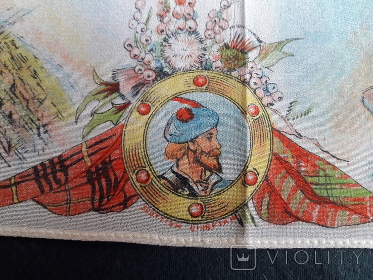 Винтаж Шёлковый карманный платок "Гордость Шотландии", шотландский виски, поэт, писатель, фото №11