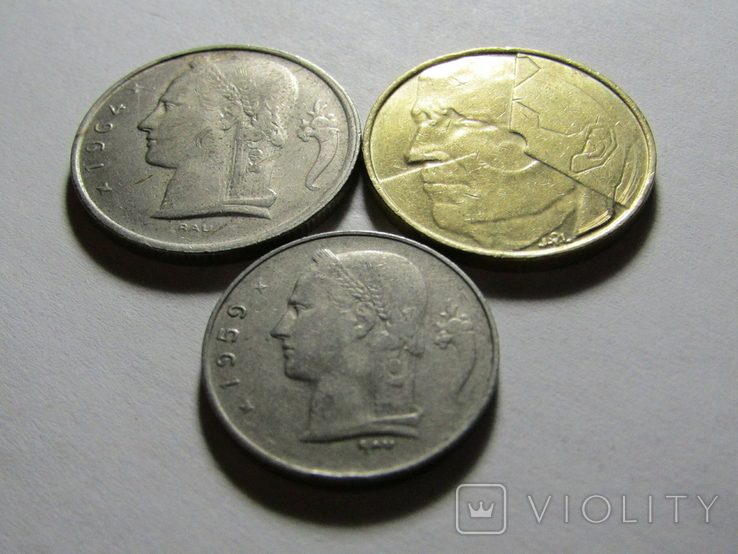 Монети Бельгії 3шт., фото №5