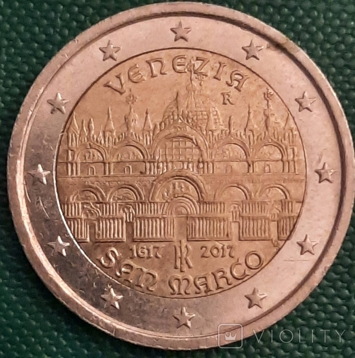 2 евро Италия (400-летие завершения строительства собора Святого Марка в Венеции) 2018, фото №2