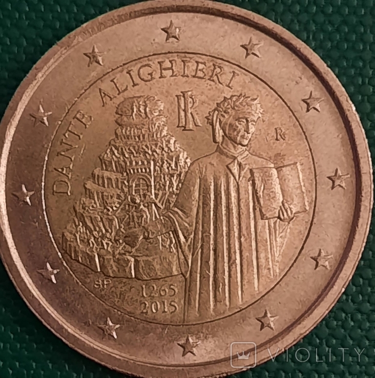 2 евро Италия (750 лет со дня рождения Данте Алигьери) 2015