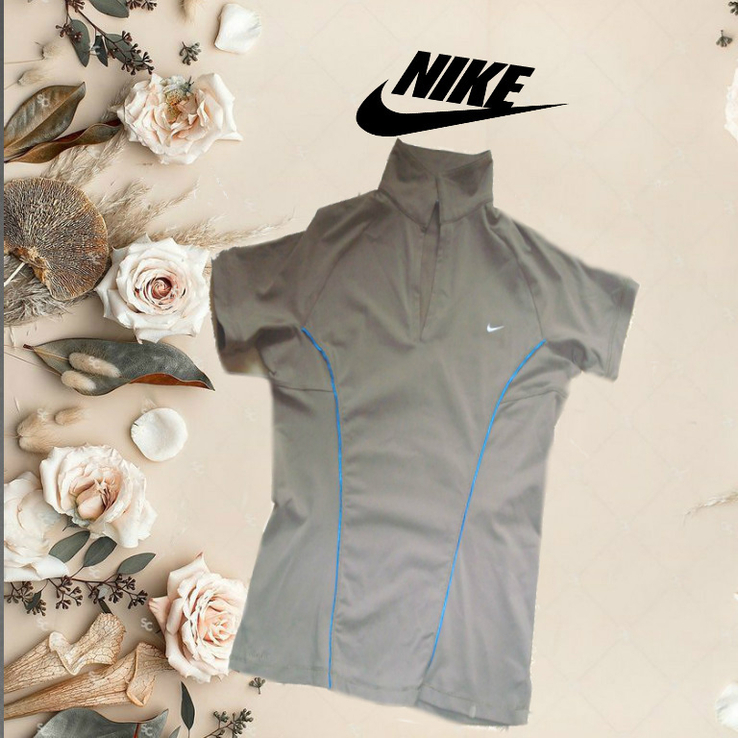  Nike fit dry Футболка спортивная женская поло кофе с молоком комби L/XL, photo number 2