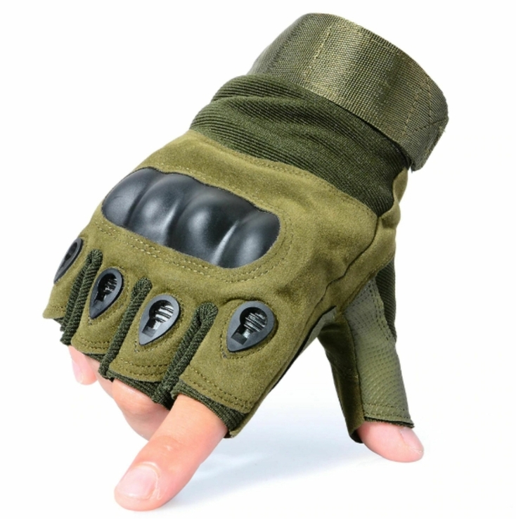 Тактические перчатки с открытыми пальцами Green L (1402), numer zdjęcia 2