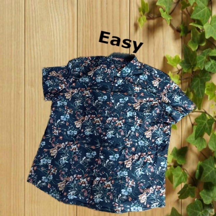 Easy Стильная красивая приталенная мужская рубашка в цветочный принт XL, фото №3