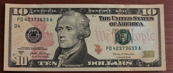 10 доларів США 2017 рік з пачки, фото №2