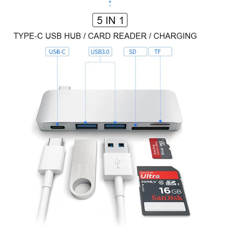 Card Reader карт ридер type c thunderbolt usb micro sd для MacBook pro, фото №2