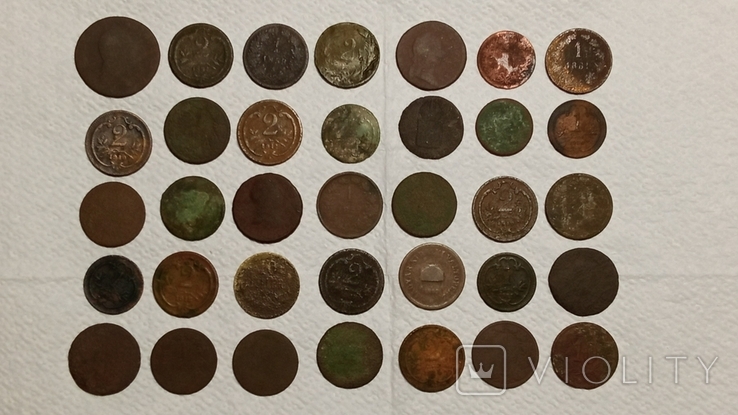 Неочищенные монети 35-шт. Австро-Венгрии., фото №2