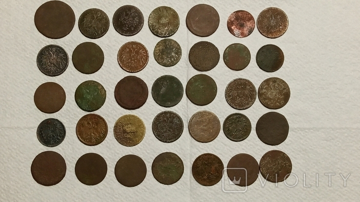 Неочищенные монети 35-шт. Австро-Венгрии., фото №7