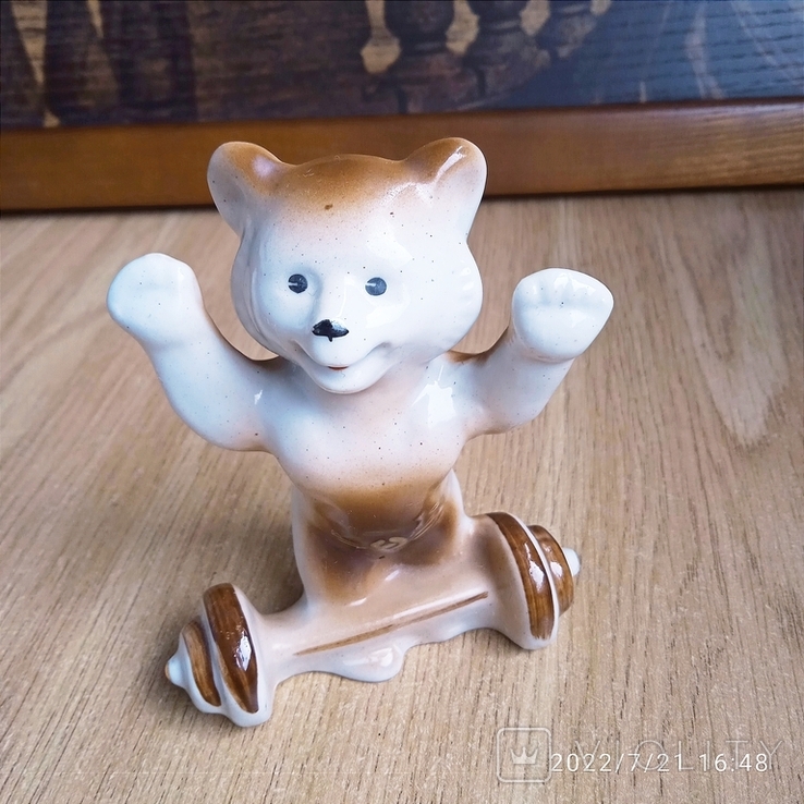 Фарфоровая статуэтка, фигурка мишка штангист, олимпиада 80