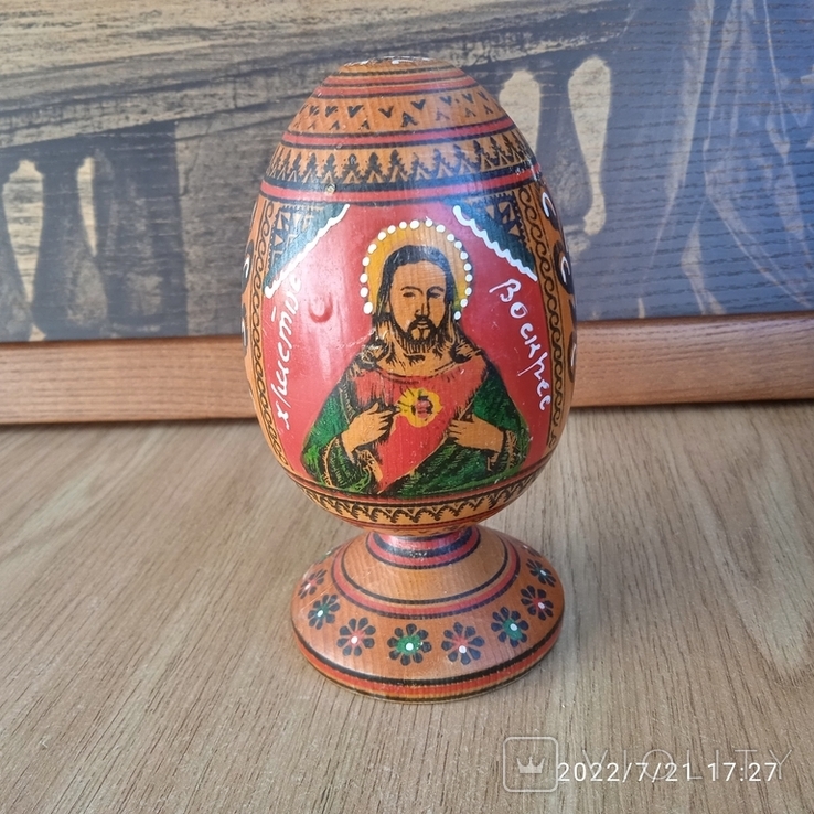 Пасхальное яйцо , Христос и Богородица, дерево роспись, photo number 3