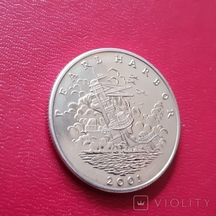 Ліберія, Перл Харбор, 5 доларів, мідно-нікель, 2001 рік, фото №4