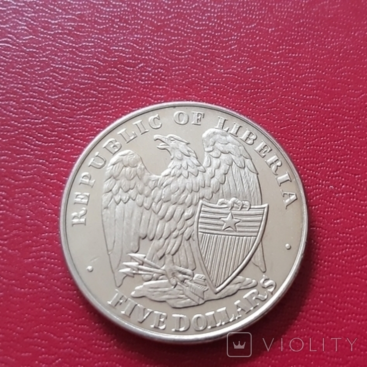 Ліберія, Перл Харбор, 5 доларів, мідно-нікель, 2001 рік, фото №6