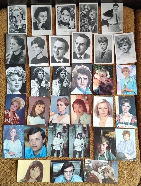32 листівки акторів радянського і зарубіжного кінематографа плюс набір з 10 листівок Вії Артмане., фото №2