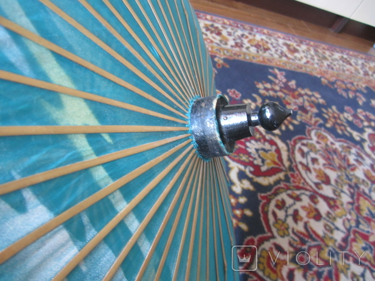 Винтажный зонтик - Дерево - Натуральный шелк - ручная роспись - Китай, фото №6