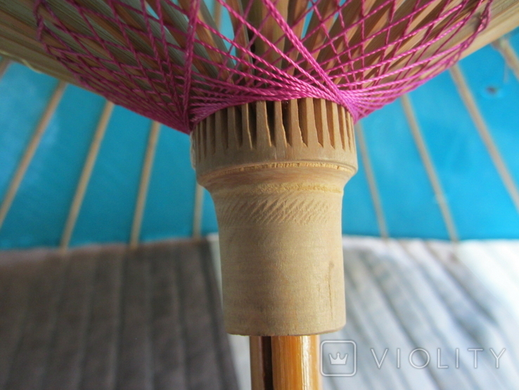 Винтажный зонтик - Дерево - Натуральный шелк - ручная роспись - Китай, фото №10