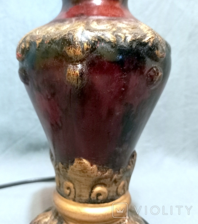 Table Lamp Night Light Ceramic Lampshade Cardboard Vintage Europe, photo number 5