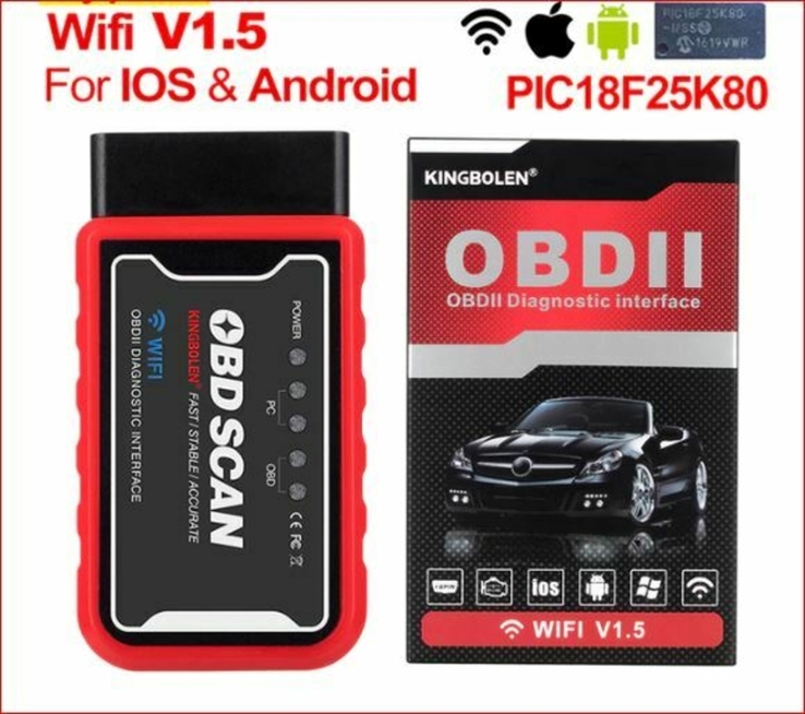 Сканер OBD2 ELM327 V1.5 PIC18F25K80 зчитувач коду Wi-Fi