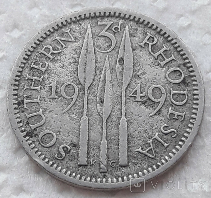 Южная Родезия 3 пенса 1949 год, фото №2