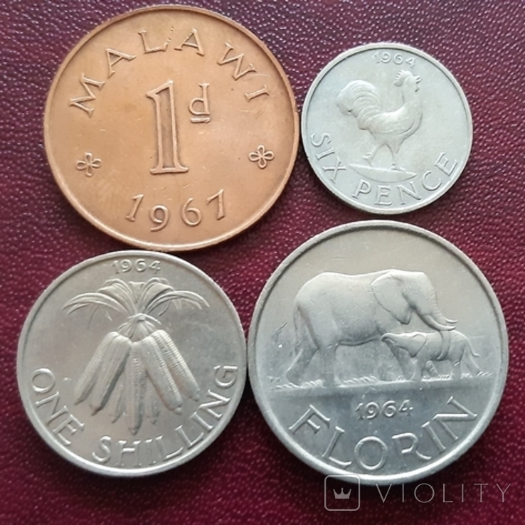 Малаві, 4 монети, 1964 - 1967 рік, Малавійський фунт, фото №2